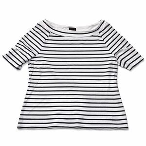 Talbots Navy Blue and White Striped Boat Neck Top Size Large